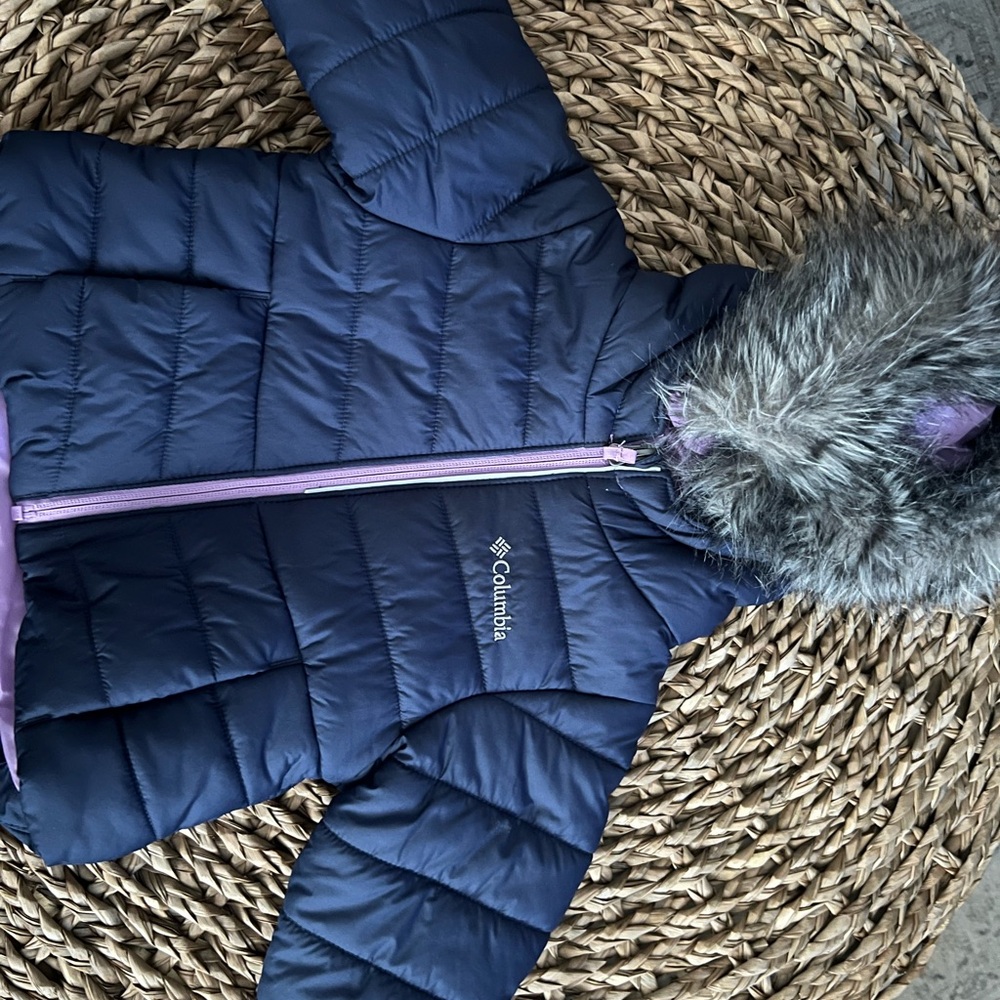 Columbia Dark Blue Jacket with Light Purple Lining